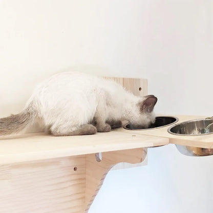 Cat wall furniture cat bowl feeding rack stainless steel double bowl dog-proof cat feeding station suitable for cats to eat