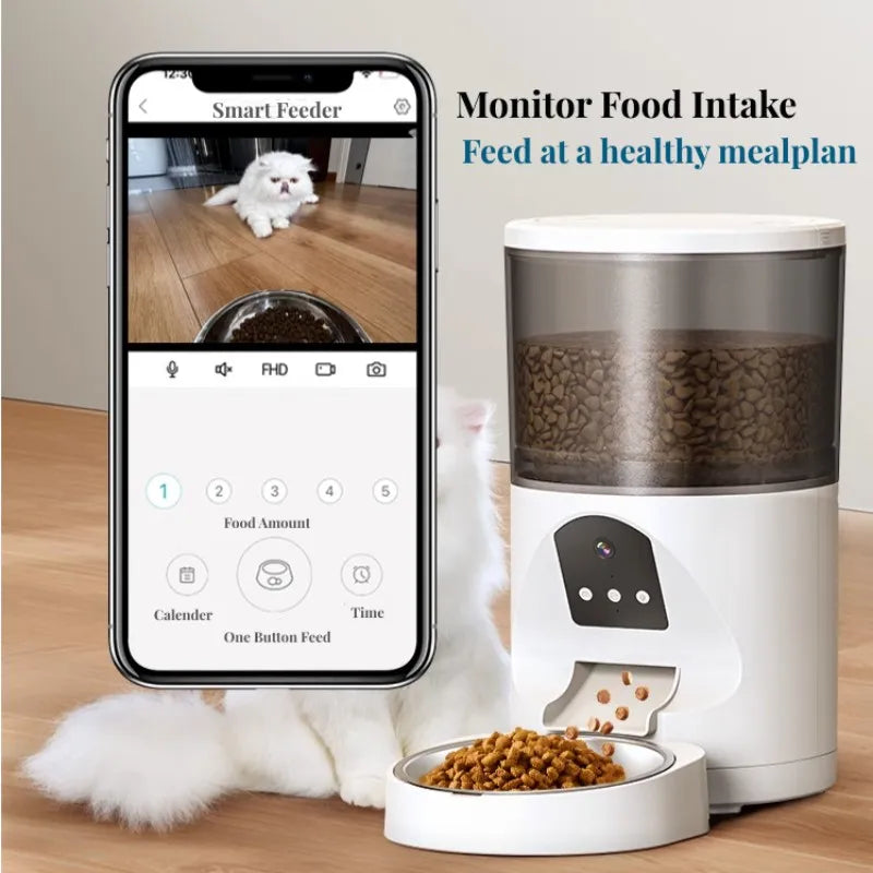 New design HD camera two voice interactive 4L 6L smart automatic pet feeder