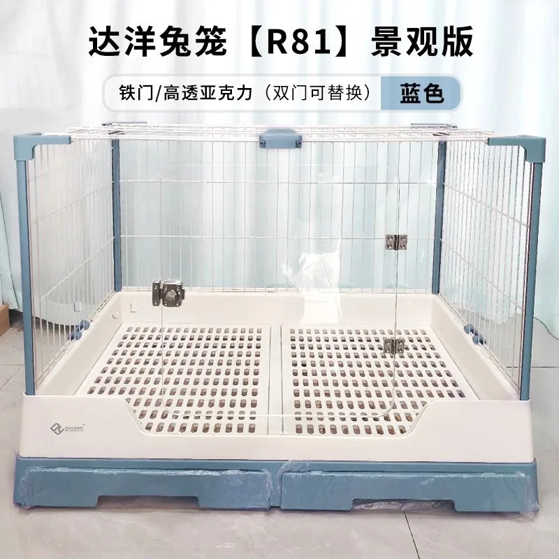 Rabbit Cage with Double Drawers, Urine-Proof, Extra-Large Acrylic Landscape Cage for Home Use