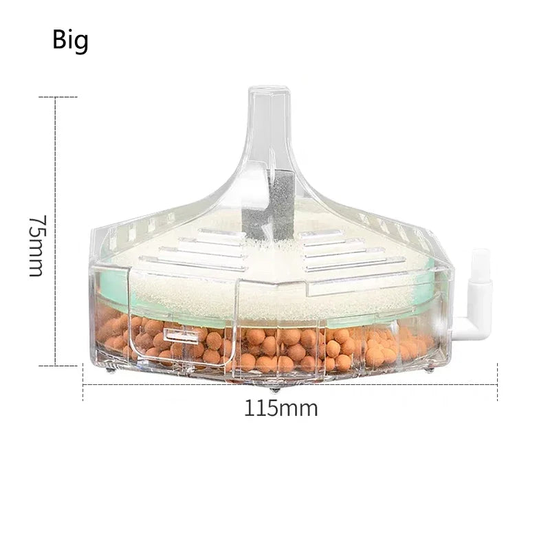 Round Thin Aquarium Fish Tank Filter Transparent Biochemical Sponge Filter Aquarium Biological Filter Submersible Water Pump