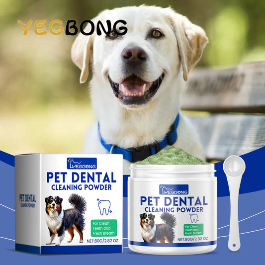 YEGBONG Dog Dental Cleaning Powder with Enzymatic Action Plaque Control Fresh Breath Formula for Teeth Care Sensitive Stomachs