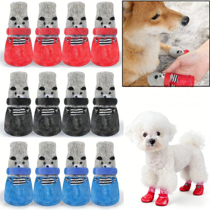 Warm Anti-slip Soft-soled Shoes for Dogs in Winter Puppy Essentials Silicone Rain and Snow Outdoor Socks Dog Shoes Waterproof