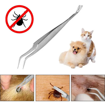 Professional Tick Removal Tool Stainless Steel Tick Tweezers For Cat Dog Quick Effectively To Remove Fleas Louses Ticks For Pets