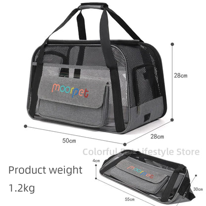 Dog Carrier Bag Breathable Large Capacity Mesh Cat Carrier Bag Pet Outing Portable Cat Puppy Handbag Crossbody Small Pet Slings