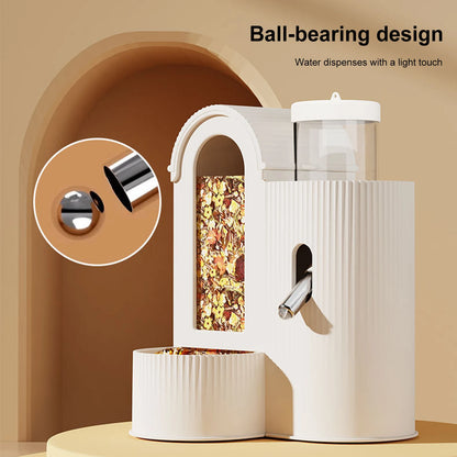 2-in-1 Automatic Food Bowl with Water Bottle Hamster Feeder And Waterer Small Animal Feeder for Hamster Guinea Pig Rat Cage Home