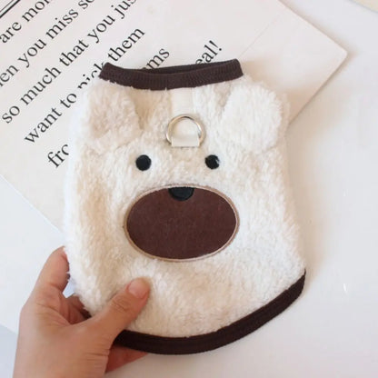 Dog Apparel Bear Pattern Winter Puppy Clothes Warm Sleeveless Dog Vest Thickened Comfortable Pet Winter Coat Cold Weather