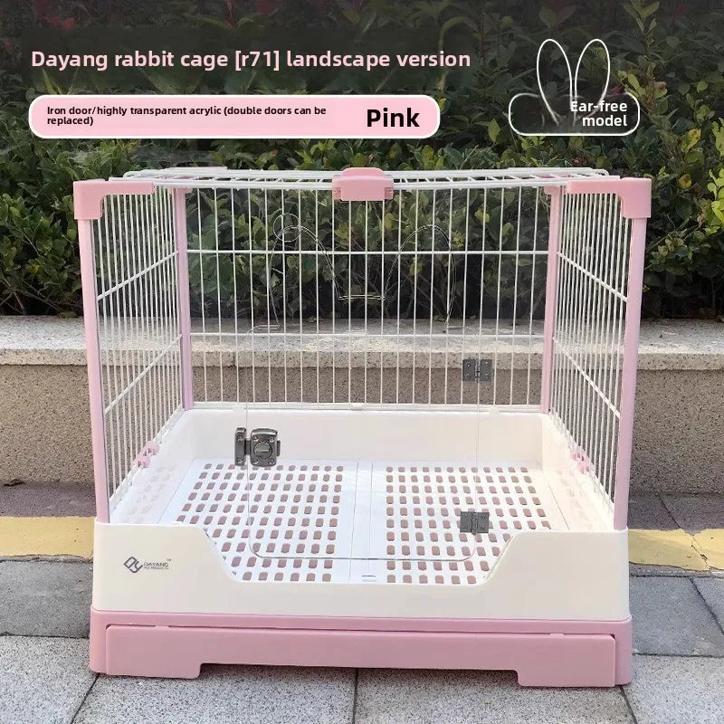 Rabbit Cage with Double Drawers, Urine-Proof, Extra-Large Acrylic Landscape Cage for Home Use