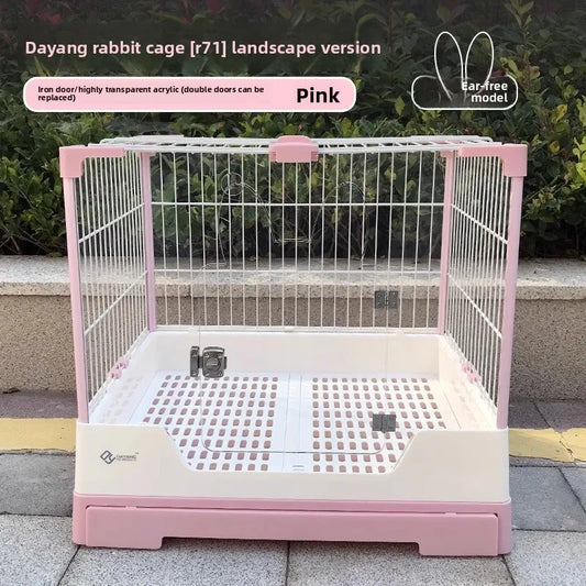 Rabbit Cage with Double Drawers, Urine-Proof, Extra-Large Acrylic Landscape Cage for Home Use
