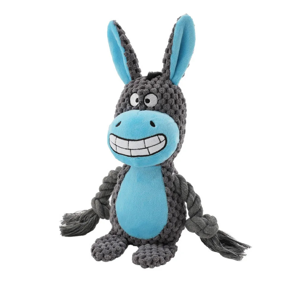 Dog Toys, Dog Squeaker Toys with Crinkle Paper, Stuffed Animal Dog Plush Chewing Toy, Cotton Rope Interactive Toys for Puppy