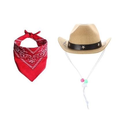 Dog Costume Hat Bandanas Halloween Theme Party Dog Cowboy Hat Cosplay Accessory