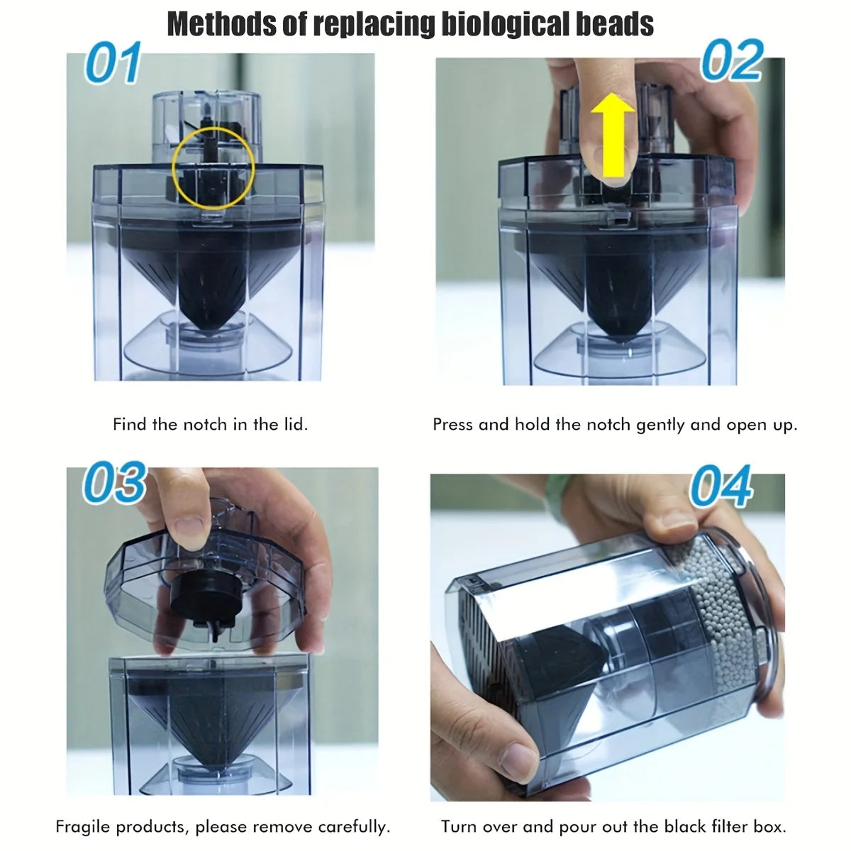 5-in-1 Pneumatic Aquarium Filter– No Pump Required, Enhances Oxygen & Improves Water Quality – Transparent Design for Fish Tanks