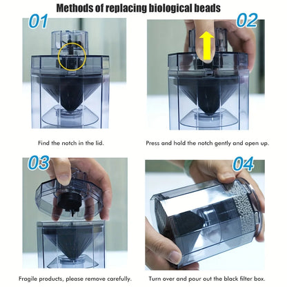 5-in-1 Pneumatic Aquarium Filter– No Pump Required, Enhances Oxygen & Improves Water Quality – Transparent Design for Fish Tanks
