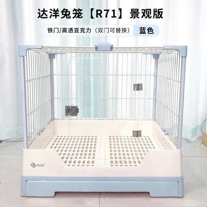 Rabbit Cage with Double Drawers, Urine-Proof, Extra-Large Acrylic Landscape Cage for Home Use
