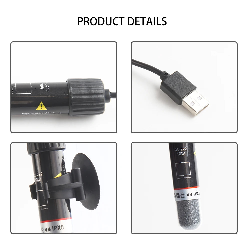 USB Mini Aquarium Heater Suitable for Small Fish Tanks Constant Temperature Aquarium Heater Immersion-Type Constant Temperature