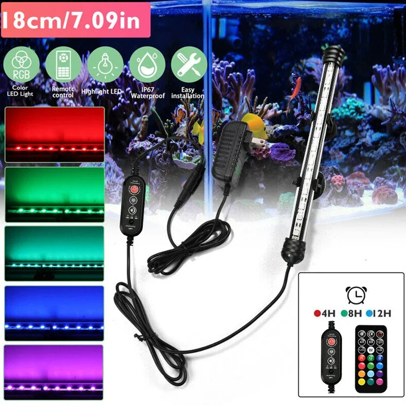 Aquarium 21 LED Light Remote Control Diving Lamp Plant Grow Lighting Underwater Fish Tank Light RGB Led Aquarium Accessories EU
