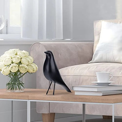 Black Bird Figurine Resin Bird Statue Sculpture Modern Minimalist Bird Decorative Ornaments for Living Room Bedroom Office Decor
