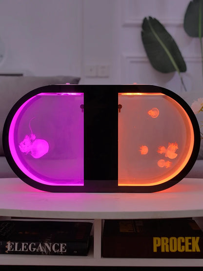 Interesting Small Acrylic Living Room Aquarium Ornamental LED Fish Tank Ornaments Jellyfish Tank Aquarium