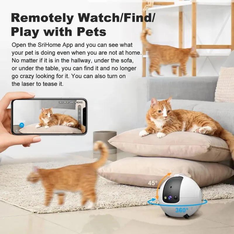 Pet Surveillance Camera 4MP 360° Robot Camera Bidirectional Dialogue Motion Detection Baby Pet Camera for Dog Cat Baby Elderly