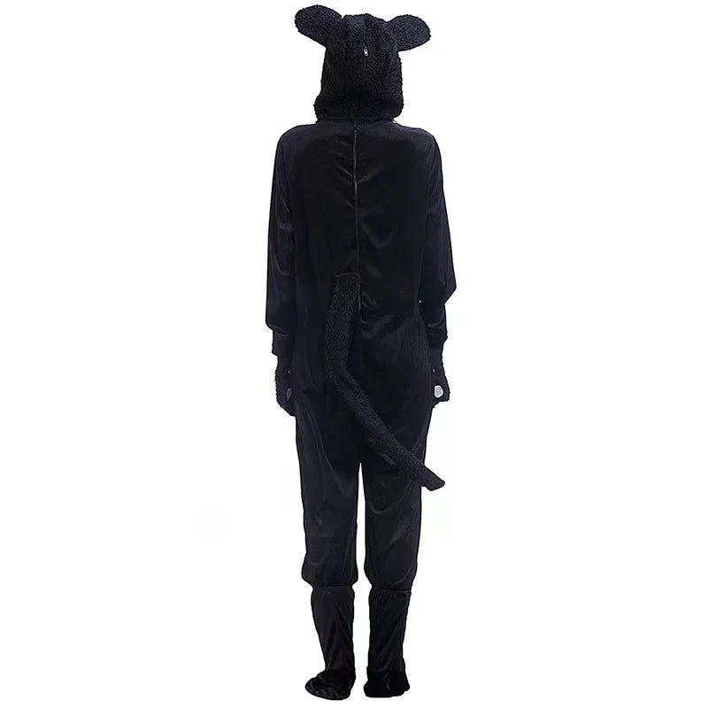 Adult Cosplay Black Cat Costume Animal Onesie Suitable for Halloween Party Dance Jumpsuits Costumes Props Suit Woman Men # 1 # W