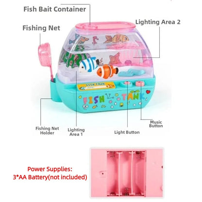 Creative Artificial Aquarium Lovely Cartoon Mini Simulation Fish Tank Funny Electric Music Interactive Aquarium Toys