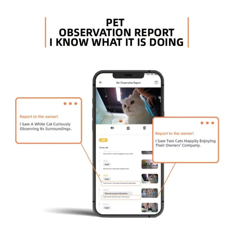 1080P HD Smart Pet Camera Auto Tracking 5G WiFi Night Vision Plastic Material AI Observation Report For Cats/Dogs Smartphone APP