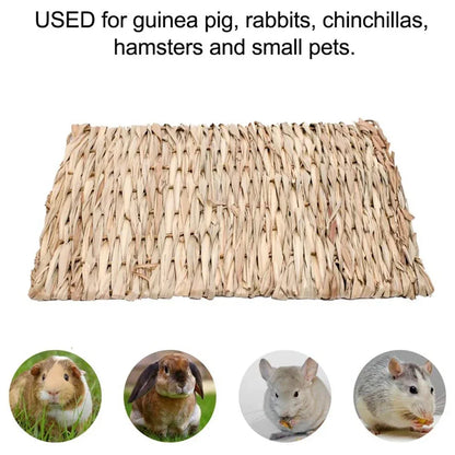 Pet Grass Mat Rabbits Bunny Mat Natural Straw Bedding Resting Cage Mat For Guinea Pig Parrot Chinchilla Hamster Rat
