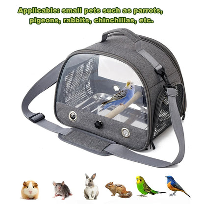 Bird Travel Carrier Backpack-Portable Foldable Parrot Bag with Perch Cage Side Window Design Small Pet Travel Supplies for Birds