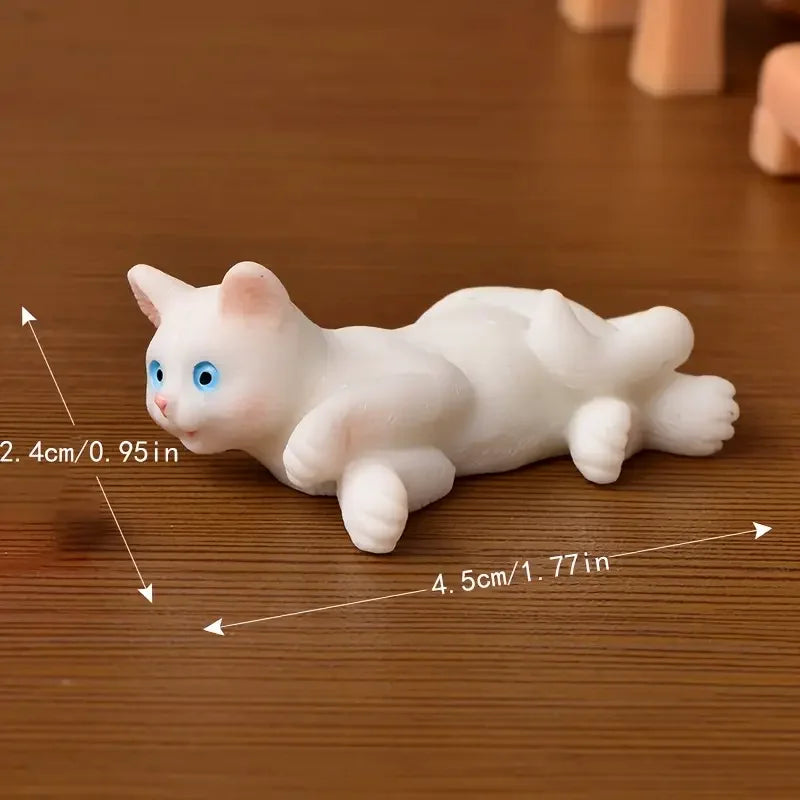 Charming Cat Figurines for Car Home Office Decor Resin Miniature Landscape Accessories DIY Fairy Gardens Succulent Displays Gift