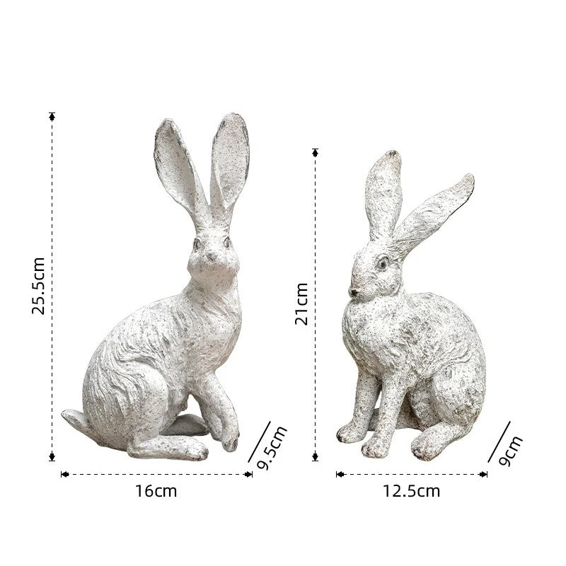 Rabbit Statue Garden Decor Resin Animal Sculpture Figurine Outdoor Decoration for Garden Courtyard