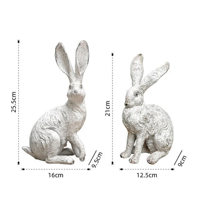 Rabbit Statue Garden Decor Resin Animal Sculpture Figurine Outdoor Decoration for Garden Courtyard
