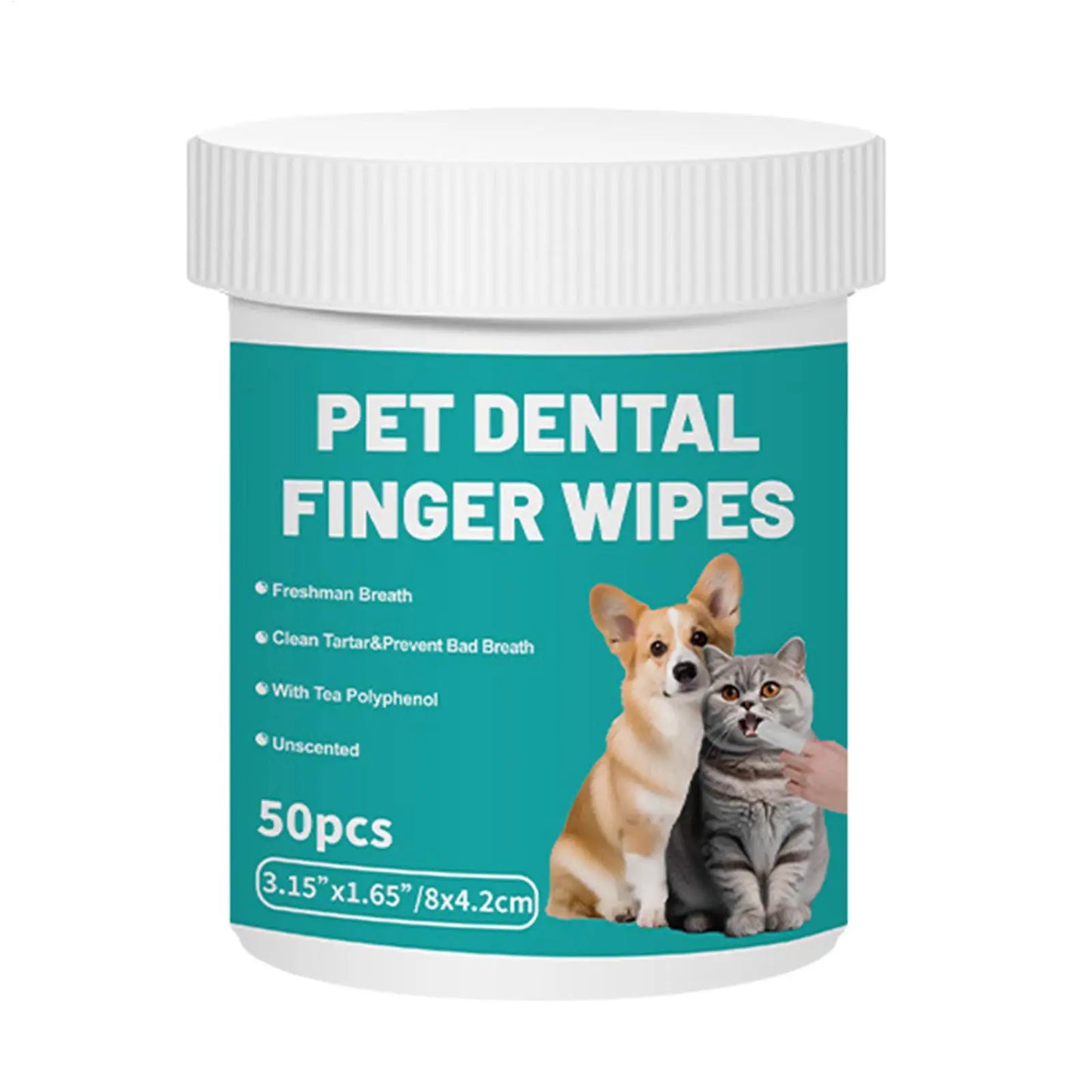 Dog Teeth Care Wipes 50-Pieces Pet Teeth Brushing Wipes for Cleaning Pet Supplies Dog Cat Bad Breath Wipes for Camping After