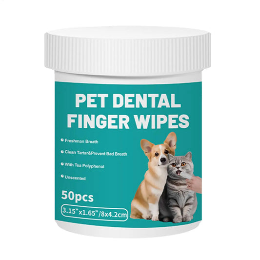 Dog Teeth Care Wipes 50-Pieces Pet Teeth Brushing Wipes for Cleaning Pet Supplies Dog Cat Bad Breath Wipes for Camping After