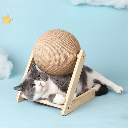 Cat Cratchers Ball Toys Sisal and Wood Stable Triangle Cats Indoor Stuff Sturdy Scratching Cool Scratch on Stand Spin