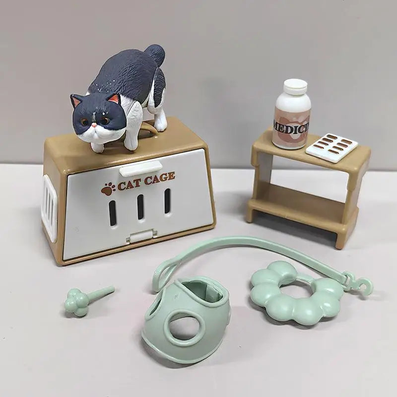 1 Set Micro Landscape Dollhouse Cat Trees Scratcher Set Miniature Cat Ornament Decorative Accessories Toy For Pet Lovers