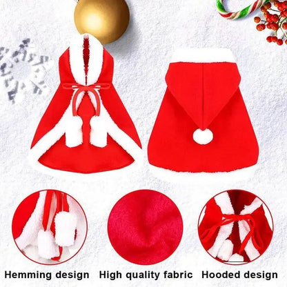 Cat Christmas Costume Santa Cosplay Funny Transformed Cat Dog Pet Xmas Cape Winter Dress Up Clothes Red Scarf Cloak Props Decor