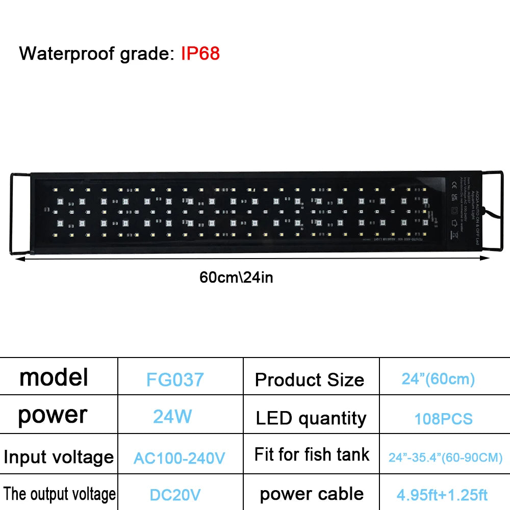 24/7 Lighting Aquarium LED Light full Spectrum Extendable Timer Adjustable Brightness Fish Tank Light Aquariums Decoration Lamp