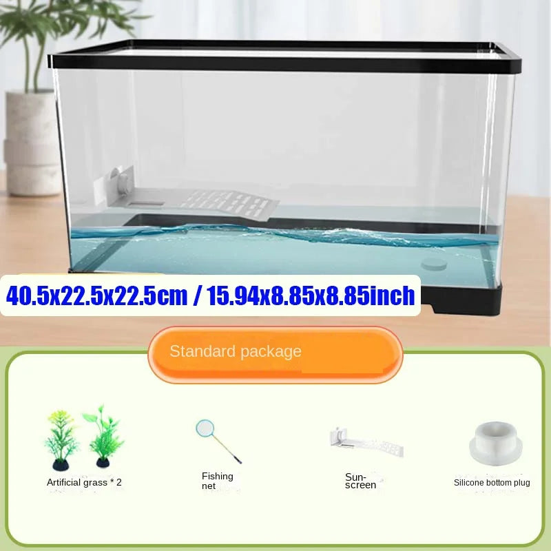 Fish Tank Ecologic Aquarium Turtle Tank Lighting Filter Amphibians Open Breeding Box Bottom Drainage Watertank Ecosystem