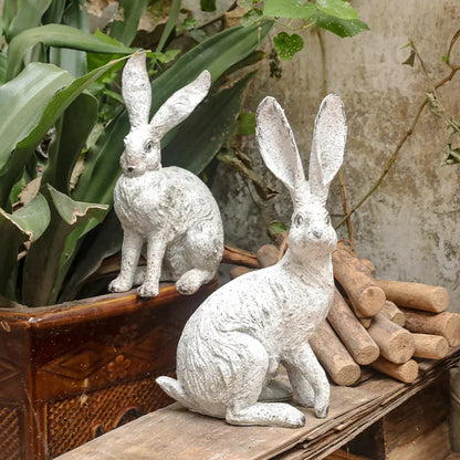 Rabbit Statue Garden Decor Resin Animal Sculpture Figurine Outdoor Decoration for Garden Courtyard