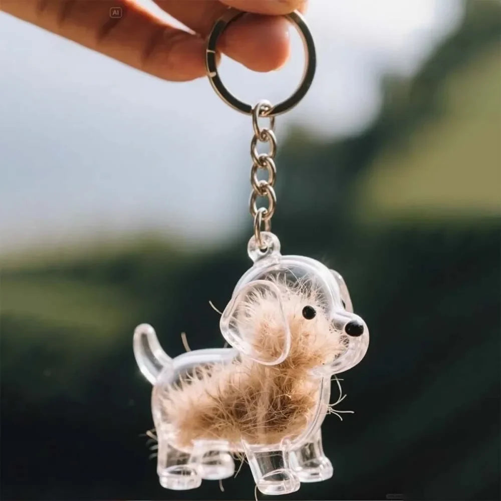 Dog Shape Dog Hair Storage Box Transparent DIY Handmade Pet Hair Keychain Keyring Hair Grooming Puppy Pendants Pet lovers