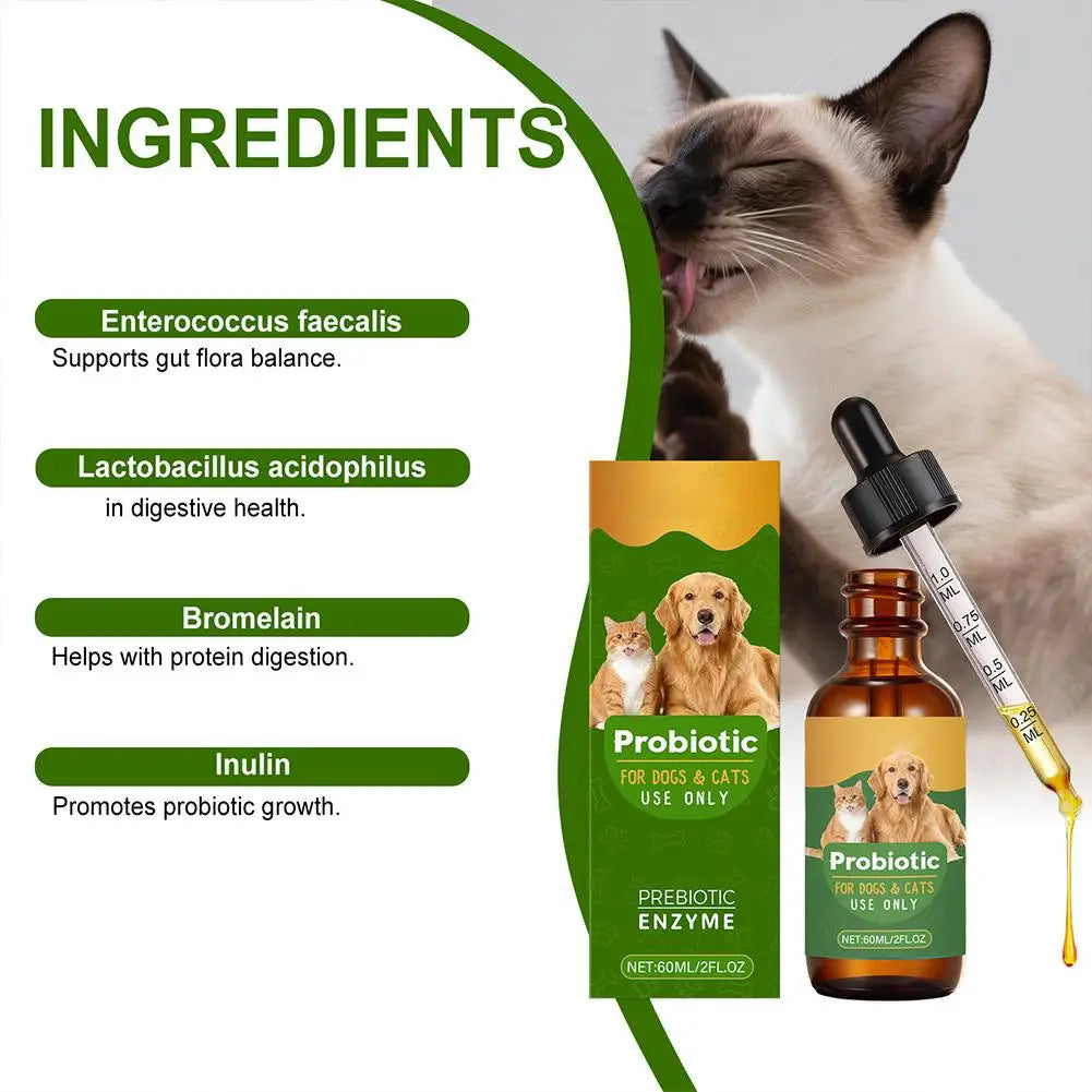Pet Nutrition Supplement Probiotic Drops Containing Enzymes Used For Pet Digestion And Immune Support Daily Health Supplement