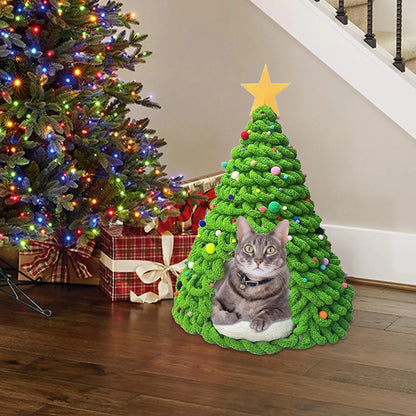 Christmas Tree Cat House Fun Craft House Kitten Beds Furniture Material Set Cat Christmas Tree Bed for Universal Pet Suppplies