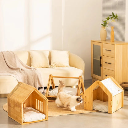 Indoor Wooden Dog House Simple Four Seasons Small Dog Cat Nest Furniture Accessories Medium Pet Product Ventilate Moisture-proof