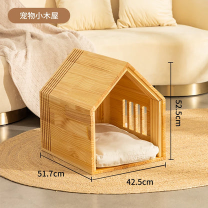 Indoor Wooden Dog House Simple Four Seasons Small Dog Cat Nest Furniture Accessories Medium Pet Product Ventilate Moisture-proof