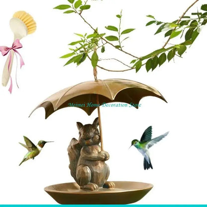 H7BF Outdoor Bird Feeders Iron Construction With Canopys Cover Animal Theme Decorative Piece For Backyard Nature Lover