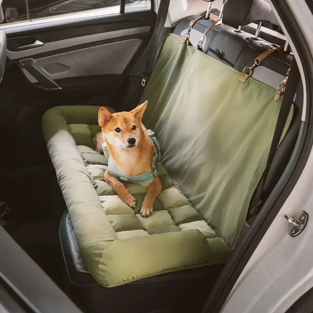 Large Dog Car Seat Bed with Chess Board Design Universal Fit for Most Cars Winter Pet Travel Bed Travel Safety Cushion