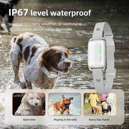 Dog Bark Collar 3 Training Modes Water Resistant Rechargeable Recording Dog Trainer Collar with Remote Control White