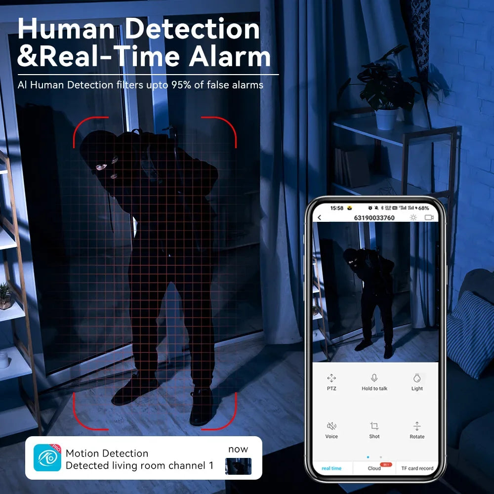 PEGATAH 8MP Home Security Camera Indoor, WiFi Pet Camera & Baby Monitor with Human Tracking, IR Night Vision, O-Kam Pro App