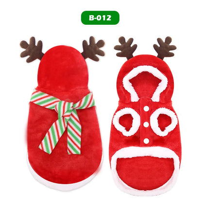 Dog Christmas Clothes Pets Clothing Santa Costume New Year Cat Outfits Xmas Deer Hat Puppy Coat Hoodie Party Apparel