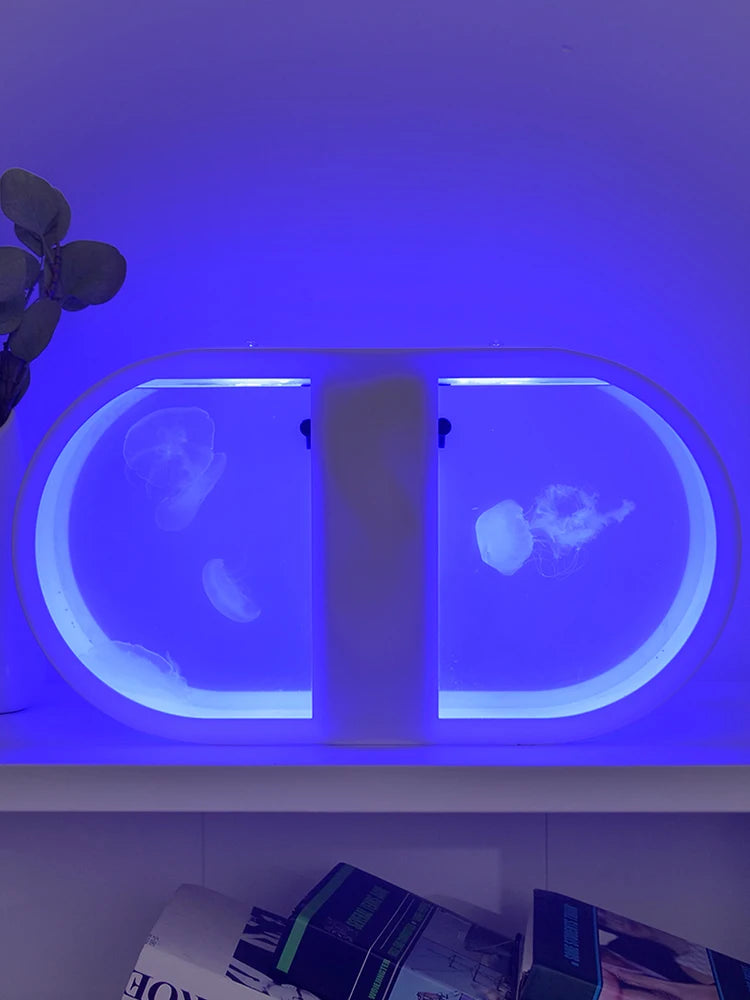 Interesting Small Acrylic Living Room Aquarium Ornamental LED Fish Tank Ornaments Jellyfish Tank Aquarium