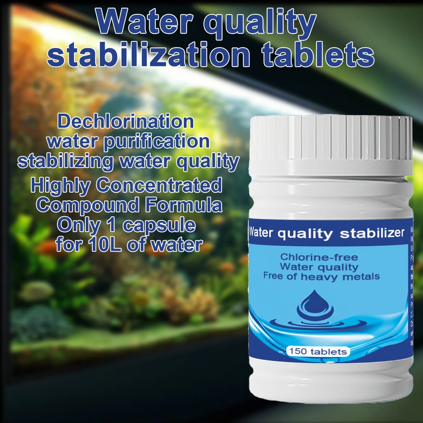Aquarium Filter Media Set:Hollow Quartz Balls, Algae Remover, Nitrifying Bacteria, Conditioner&Bio-Clear Tabs for Fish Tank Care